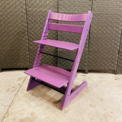 ＜売約済み＞　STOKKE　ストッケ　トリップトラップ　ナチュラル　ブナ材　無垢　ベビーチェア　キッズチェア　ダイニングチェア　子供　ナチュラル　ハイチェア　レアカラー　パープル　紫　エヴァンゲリオン