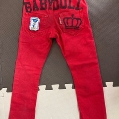 【中古リメイク】子供服 男の子 110 Baby Doll ベビド Gパン ワッペン ディズニー ミッキー ドナルド メーター カーズ くるま 消防車 ダメージジーンズの画像