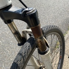 マウンテンバイクと子供用トレーラーの画像