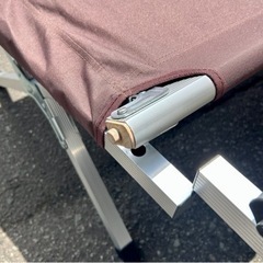お引取り限定 FIELDOOR アウトドアコット キャンプベッド ベンチ 2個セット ブラウン の画像
