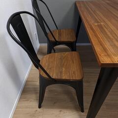 取引確定済】LOWYA ダイニングセット4人掛け 定価59,999円 黒 アイアン