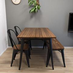取引確定済】LOWYA ダイニングセット4人掛け 定価59,999円 黒 アイアン