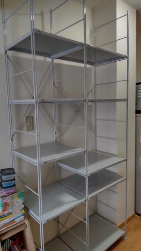 【値下げ】中古 無印良品 スチールユニット シェルフ スチール棚セット ライトグレー