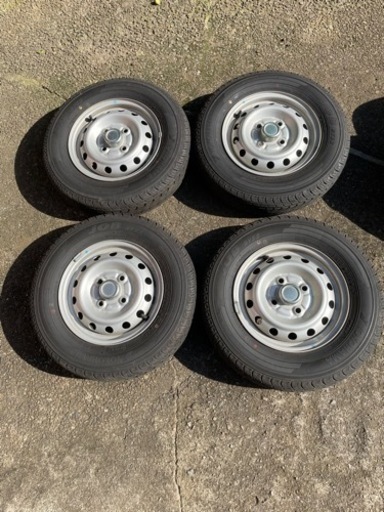 145R12 6PR LT 4本　ホイールセット PCD100 4穴　バリ山　YOKOHAMA 軽トラ　軽バン　ミニキャブ　クリッパー　中古　夏タイヤ