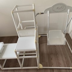 ジャングルジム　滑り台付き　オールホワイト