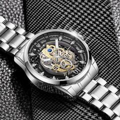 ◆新品未使用◆　◇正規品◇　LIGE　高級腕時計　防水　発光　スケルトン　レトロ　ヴィンテージ　シルバーの画像