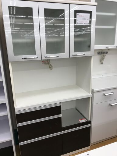 ★ジモティ割あり★  食器棚 白 H180×W90×D41 クリーニング済み KJ2224