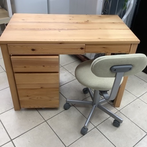 無印良品　パイン材　デスク　キャビネット付き　椅子付き　3点セット