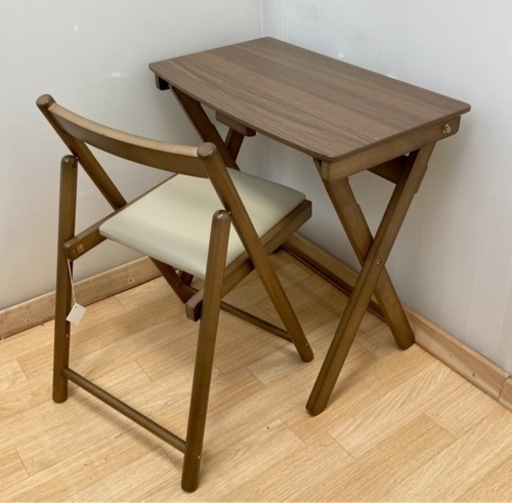 ニトリ　折りたたみデスク&チェア　ミドルブラウン