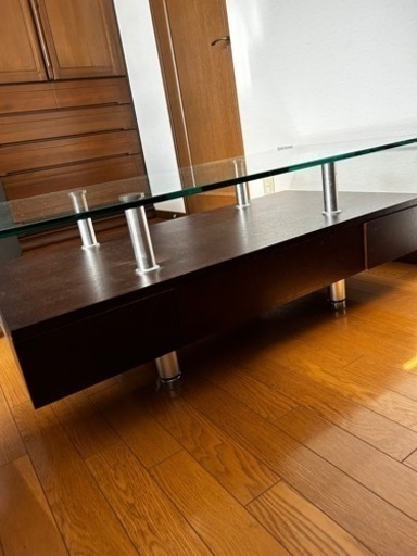 値下げ　ローテーブル　テーブル　美品　収納ありテーブル　ガラステーブル