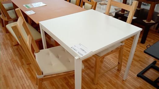 ★ジモティ割あり★ IKEA ダイニングテーブルセット ホワイト H74×D80×W75 クリーニング済み YJ209
