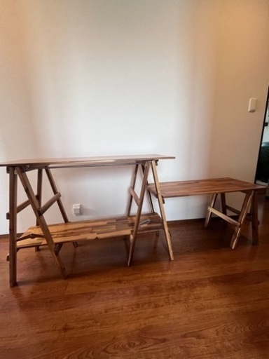 アカシアキッチンラック　オプションテーブル付き