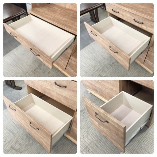 【超美品‼️】大川家具(サンウッディ) カントリー調♪ 120cm幅キッチンボード 食器棚 収納家具 木目調ブラウン♪
