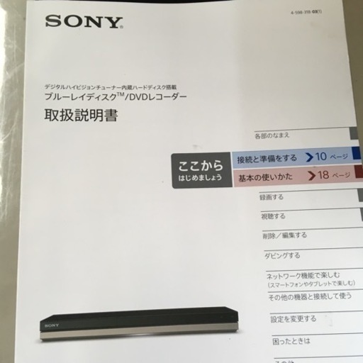 美原店　SONY  ブルーレイ・DVDレコーダー　BDZ-ZW1500