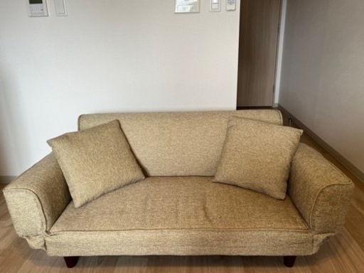 2人掛けソファベッド(クッション付き・リクライニング式)