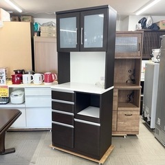 【美品‼️】ニトリ 80cm幅キッチンボード《クリスナ80KB》 食器棚 収納家具 木目調ダークブラウン♪