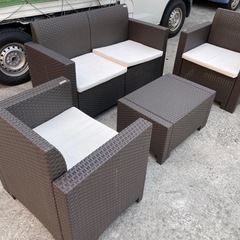 ガーデンテーブル セット ガーデンチェア 4点セット ラタン調