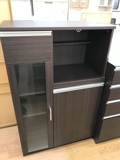 ★ジモティ割あり★  レンジ台 茶 H118×W75×D40 クリーニング済み KJ2241