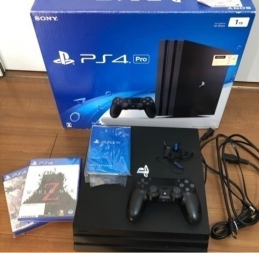 PS4 pro(CUH-7000BB01 ブラック 1TB) 付属品完備(箱あり)+ソフト2個