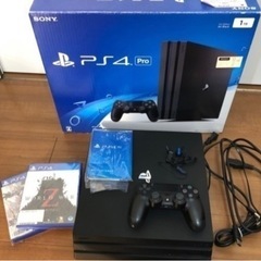 PS4 pro(CUH-7000BB01 ブラック 1TB) 付属品完備(箱あり)+ソフト2個