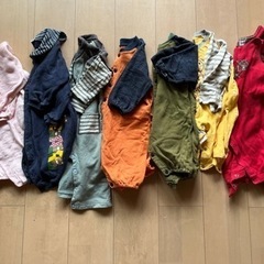 ベビー服　70〜80 春秋冬　まとめ売り15点　長袖ロンパース、...