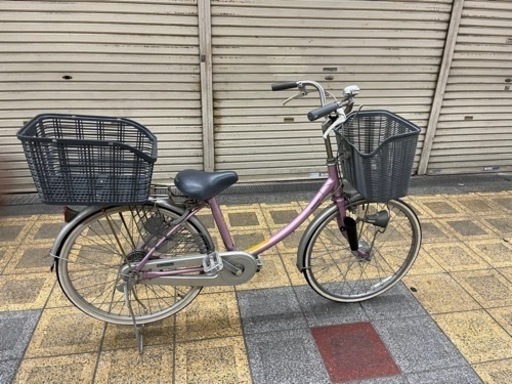 24インチ　自転車　前後籠付き　自動ライト