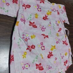 ベビー　甚平　女の子柄　ピンク　サイズ70　綿100%の画像