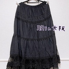 受終💖【大きいサイズ/4L】ゴシックなマキシ丈スカート🖤