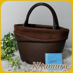 美品 キタムラ ハンド バッグ ブラウン 茶 レザー スエード Kitamuraの画像
