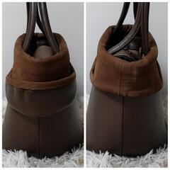 美品 キタムラ ハンド バッグ ブラウン 茶 レザー スエード Kitamuraの画像