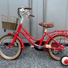 子供用自転車　16インチ　補助輪あり　赤（BRIDGESTONE...