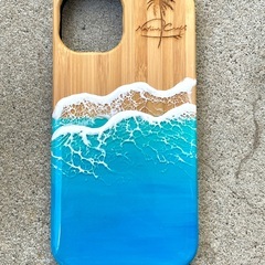 スマホケース iphone 13 ウッドケース レジンアート 海 竹