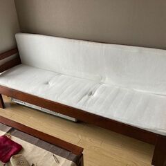 ソファベッド デイベッド 天然木 すのこ使用 マットレス付き/引取り限定！ 使用期間一年未満で綺麗。の画像