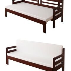 ソファベッド デイベッド 天然木 すのこ使用 マットレス付き/引取り限定！ 使用期間一年未満で綺麗。の画像