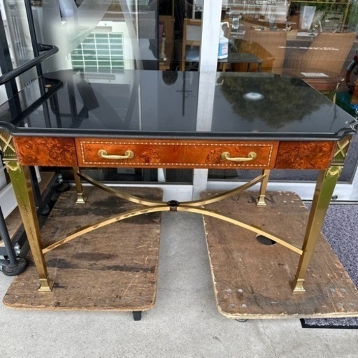 デスク　大理石天板・引き出し付