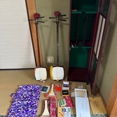 三味線2丁　木製三味線ケース　備品