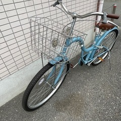 取引中/ママチャリ　ライトブルー　26インチ　ライトなしの画像