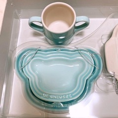 ル・クルーゼ ベビー 食器 お食い初め セット 水色 6点セット の画像