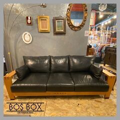 BOSCO ボスコ 本革 レザー ３Pソファ 北欧風 シック●E...