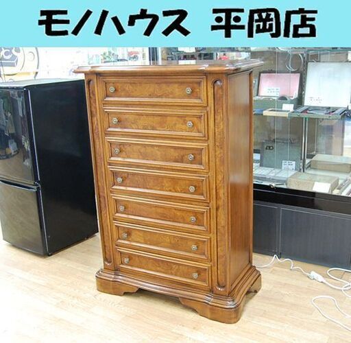 アンティーク　木製タンス 7段引き出し ダークブラウン　昭和レトロ 木製タンス 7段 引き出し付き アンティーク 木製タンス 7段引き出し