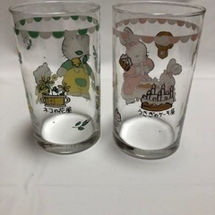 動物のお店屋さん　昭和レトロ　グラス２つセットの画像