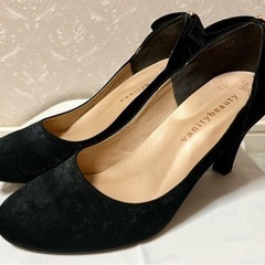 【24cm】ブラックリボンパンプス