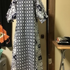 浴衣生地のワンピース　着物リメイクの画像