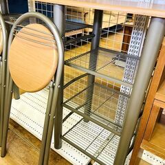【リサイクルショップスターズ城西店】家庭用 カウンターテーブルチェア3点セット ナチュラルカラー CT-SP120の画像