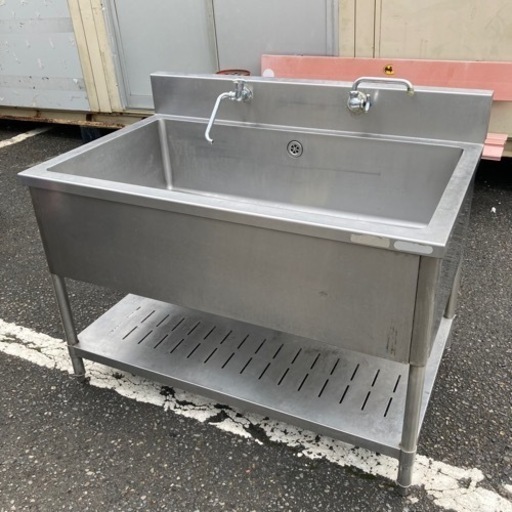【中古品】業務用シンク　蛇口二つ 幅120cm 高さ95cm