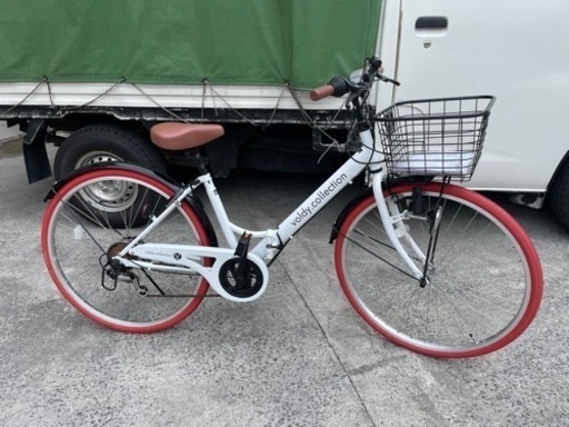 VFC-001CT 26インチ 折りたたみシティサイクル ホワイト×レッド(46674) No2447