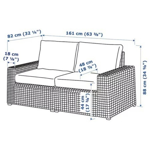 【IKEA】2人掛けモジュールソファ IKEA SOLLERON ソッレローン