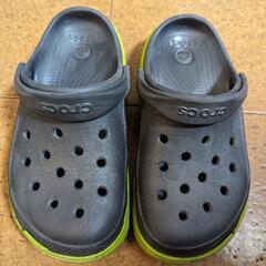 クロックス　22センチ　M4 W6　グレー✕黄緑