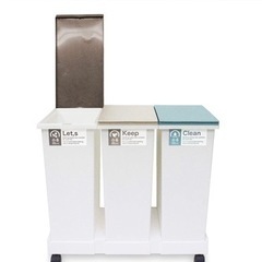 美品/ ゴミ箱3つセット/台座付き,各20ℓゴミ箱の画像