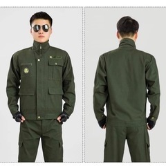【新品】作業服 上下セット 溶接防護服 耐熱 防炎 高温耐性 通気性 耐久性 動きやすい やけど対策 ツールポケット 作業着 上下セット 溶接機作業着 難燃作業着 (グリーン,Large)の画像